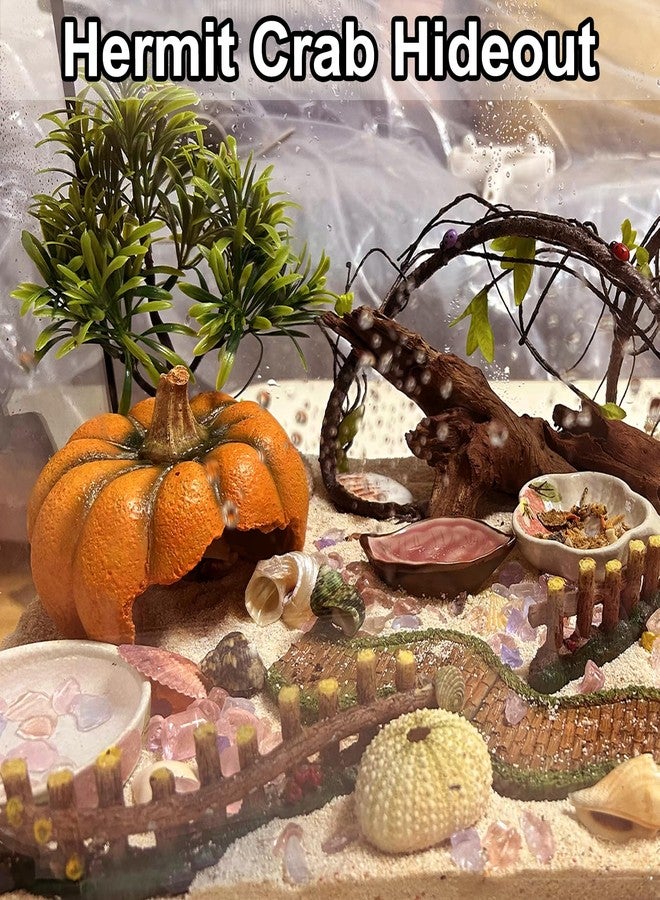 Anranmm Hermit Crab Hideout Resin Simulation Halloween Pumpkin House Reptile Hides and Caves Chameleon Rest Hut Aquarium Habitat Decor Accessories for Bearded Dragon Leopard Lizard Snake Tortoise Frog Gecko - Image 4