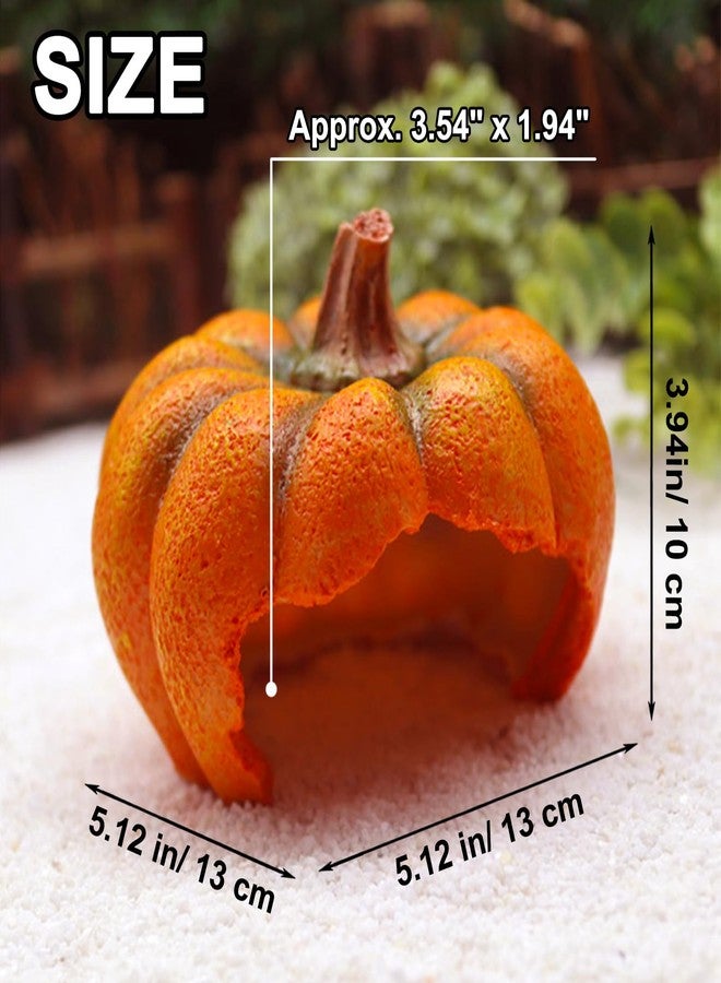 Anranmm Hermit Crab Hideout Resin Simulation Halloween Pumpkin House Reptile Hides and Caves Chameleon Rest Hut Aquarium Habitat Decor Accessories for Bearded Dragon Leopard Lizard Snake Tortoise Frog Gecko - Image 2