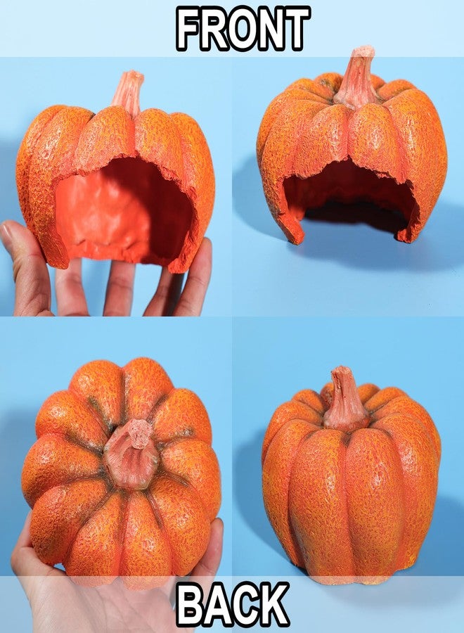 Anranmm Hermit Crab Hideout Resin Simulation Halloween Pumpkin House Reptile Hides and Caves Chameleon Rest Hut Aquarium Habitat Decor Accessories for Bearded Dragon Leopard Lizard Snake Tortoise Frog Gecko - Image 3
