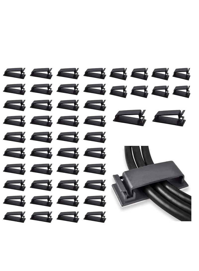 SYOSI 50-Pcs Self Adhesive Cable Management Clips, Cable Organisers Wire Clips Cord Holder - Image 1