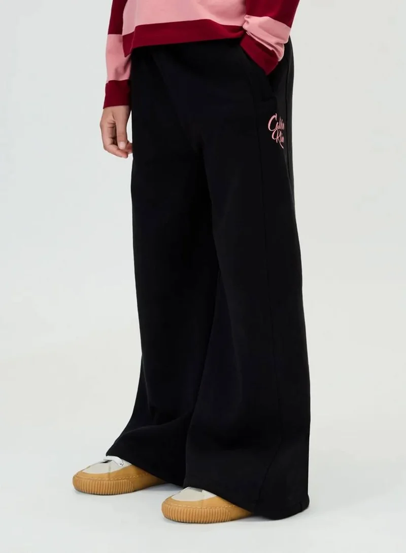 Calvin Klein Jeans Ck Black Wide Leg Pintuck Joggers for Women | Best Price UAE