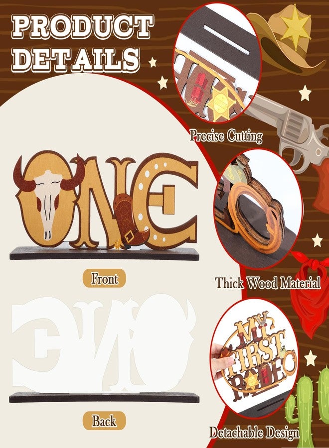 TagreSpike My First Rodeo Birthday Decorations Boy, 4Pcs Western Cowboy Table Centerpieces Decorations Cowboy 1st Birthday Wooden Table Sign Redeo Themed Party Decor for Baby Boy 1st Birthday Party Supplies - Image 3