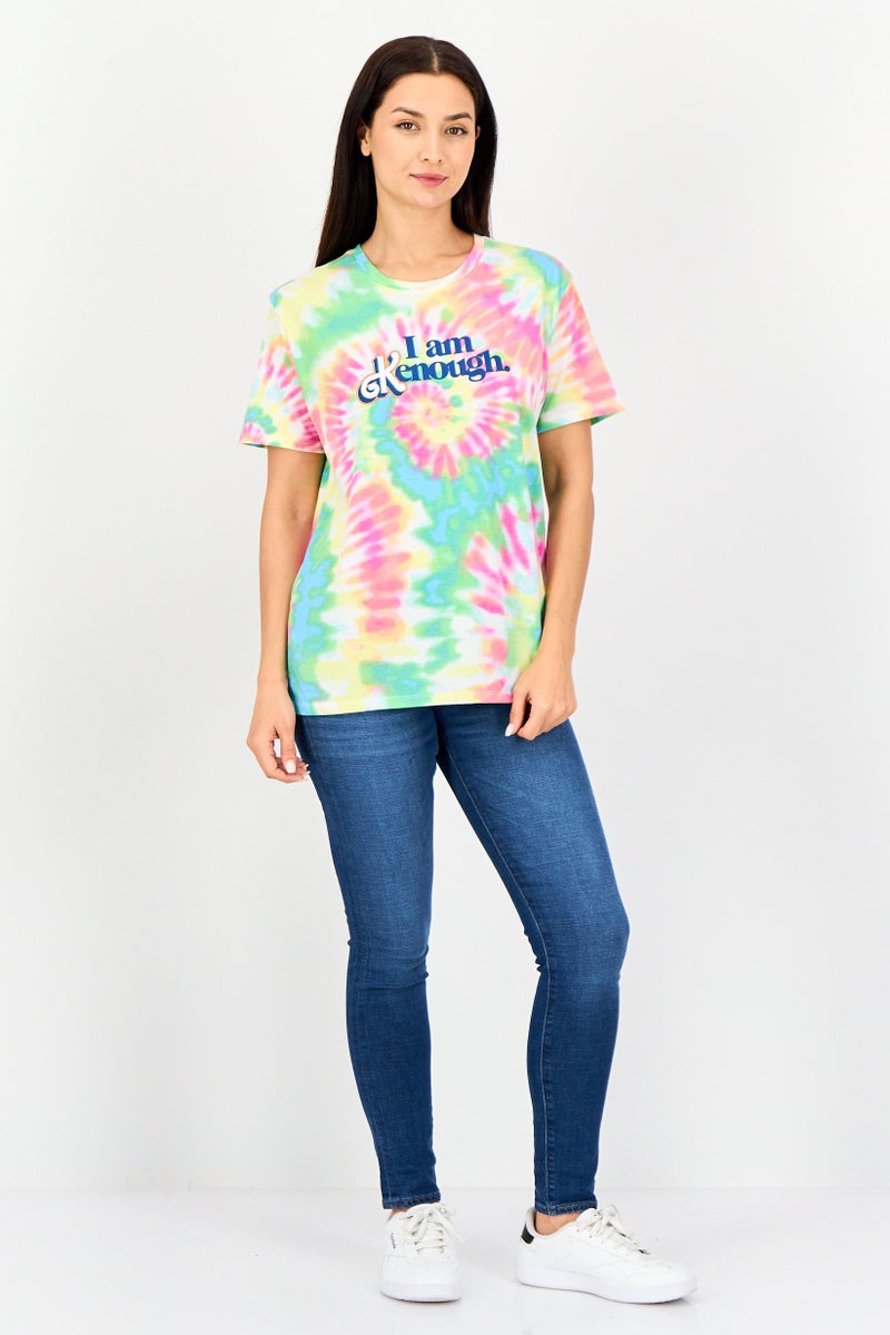 Barbie Women Crew Neck Short Sleeves Tie Dye Print T-Shirt, Multicolor - Image 2