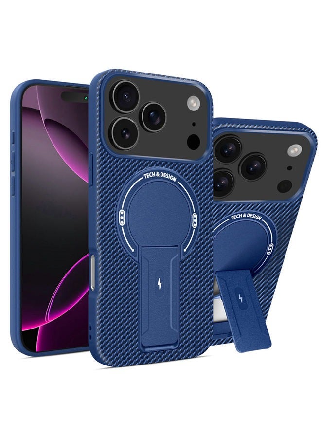 Magnetic Case for  iPhone  17 Pro Max ， Raised Camera Lens Protection，Phone Holder，Support Wireless Charging，Solid Color Premium Shockproof Protective iPhone 17 Pro Max Cover，Blue - Image 2