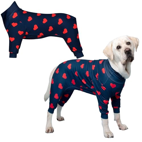 Spark Paws Dog Pajama Dog Recovery Suit Male Onesie UltraSoft and 4Way Stretch for Small Medium and Large Breeds Hearts 3XL - Image 1