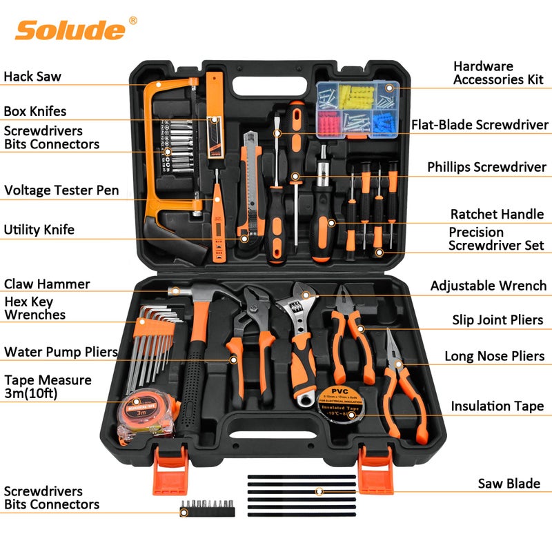 SOLUDE Tool Set,148-Piece Home Repair Tool Kit for Men Women College Students,Household Basic Hand Tool Sets with Case for Home Maintenance,Dorm Essentials and DIY Projects - Image 2