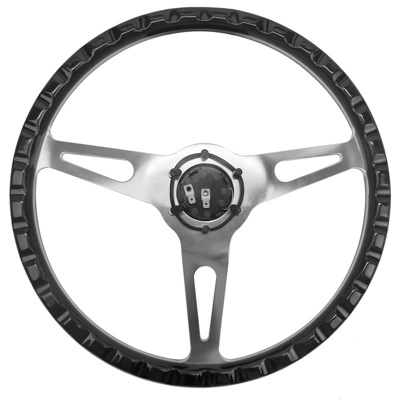 Hiracing 15inch Classic Wood Grain Steering Wheel With Riveted Light Grip 380mm Universal 1.5inch Depth Car Racing Wood Steering Wheels Brushed 3 Spoke with Horn button - Image 3