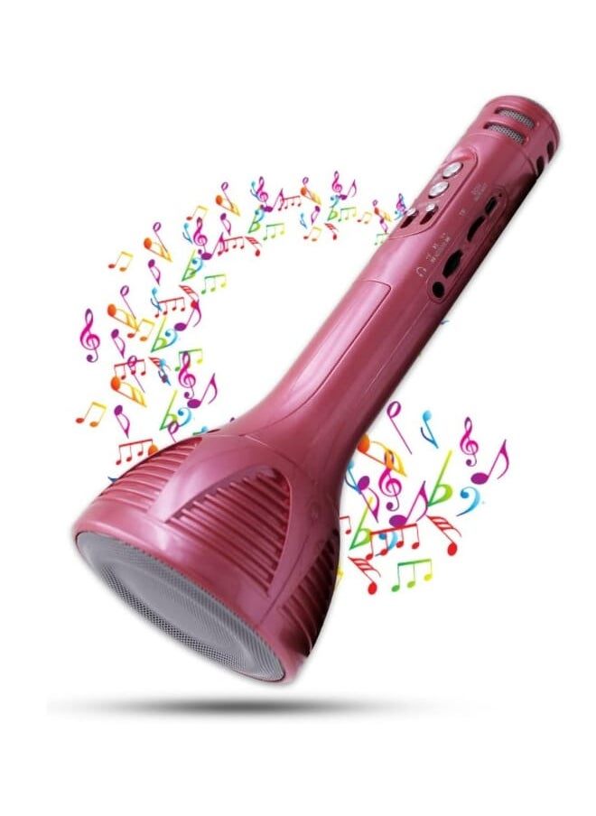 WSTER New trend Red WSTER 1698 Advance Handheld Wireless Singing Mike Multi-function Bluetooth Karaoke Mic with Microphone Speaker with Recording + USB+FM  - Image 1