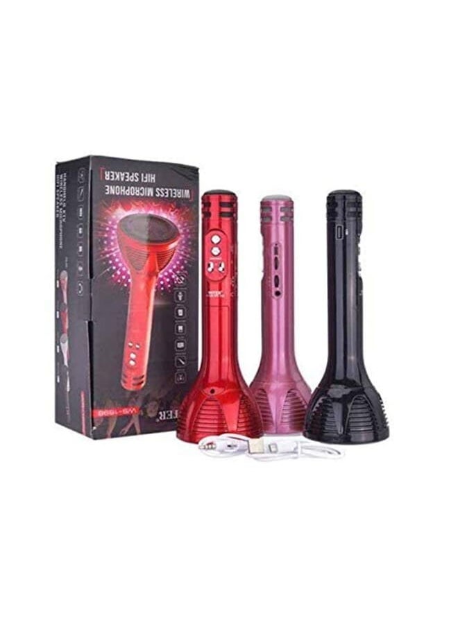 WSTER New trend Red WSTER 1698 Advance Handheld Wireless Singing Mike Multi-function Bluetooth Karaoke Mic with Microphone Speaker with Recording + USB+FM  - Image 2
