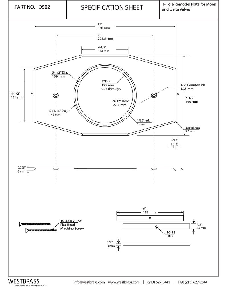Westbrass One-Hole Remodel Plate for Moen and Delta, Matte Black, D502-62 - Image 2