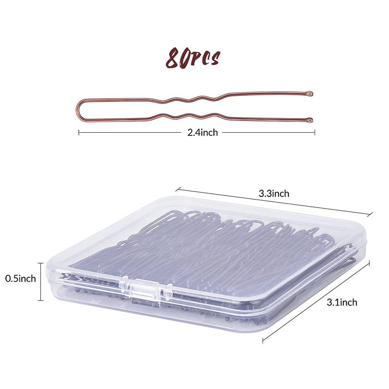 IKOCO U Shaped Hair Pins, 2.4inch Hair Pins for Women with Storage Box, Brown - Image 2
