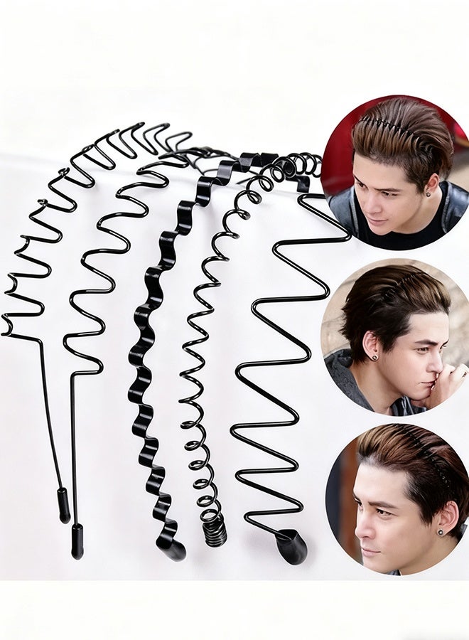 Happy D 6 Pcs Non-Slip Metal Headbands-Fashionable Wave Hair Hoops For Men and Women, Elastic and Comfortable Hair Tool, Daily Wear, Sports, Formal, Perfect for Running and Casual Wear, Stylish Headgear, Durable Headband - Image 1