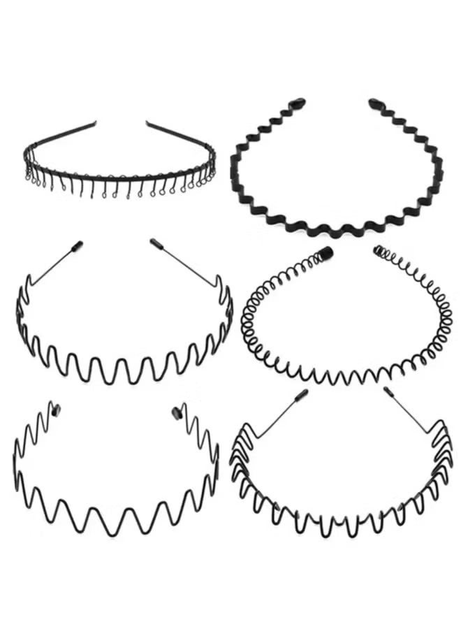 Happy D 6 Pcs Non-Slip Metal Headbands-Fashionable Wave Hair Hoops For Men and Women, Elastic and Comfortable Hair Tool, Daily Wear, Sports, Formal, Perfect for Running and Casual Wear, Stylish Headgear, Durable Headband - Image 3