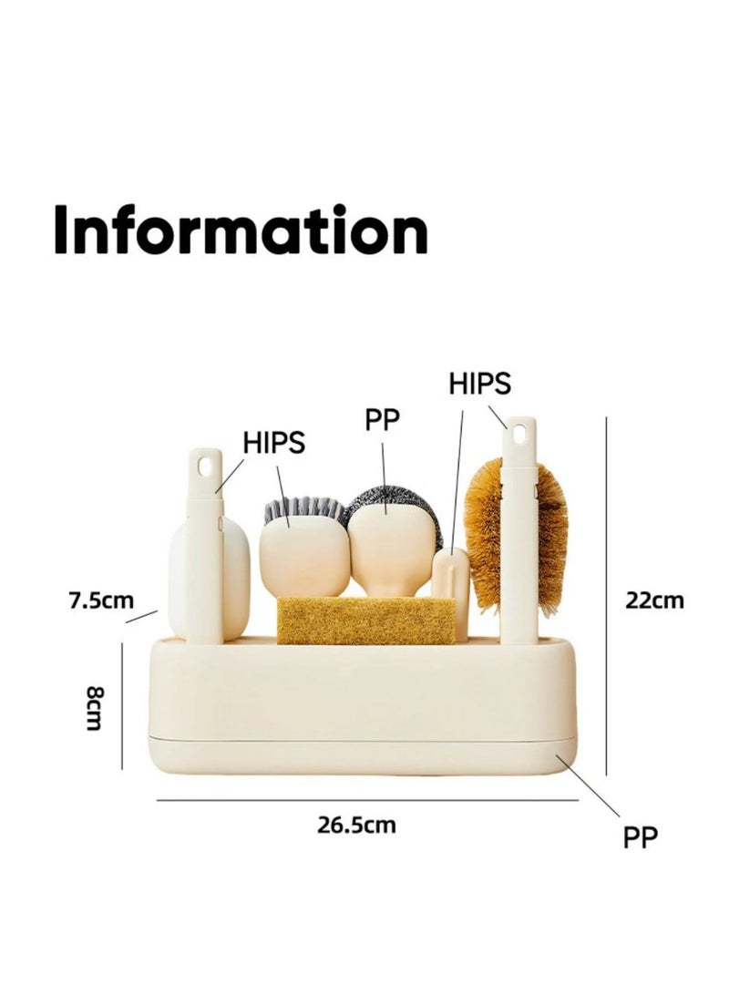 هذه مجموعة أدوات تنظيف المطبخ، يمكن استخدامها في المطبخ، وتتضمن 6 أدوات تنظيف لتنظيف المطبخ، مع وجود مقبضين لتركيب أدوات التنظيف عليهما لاستخدامها. - Image 3