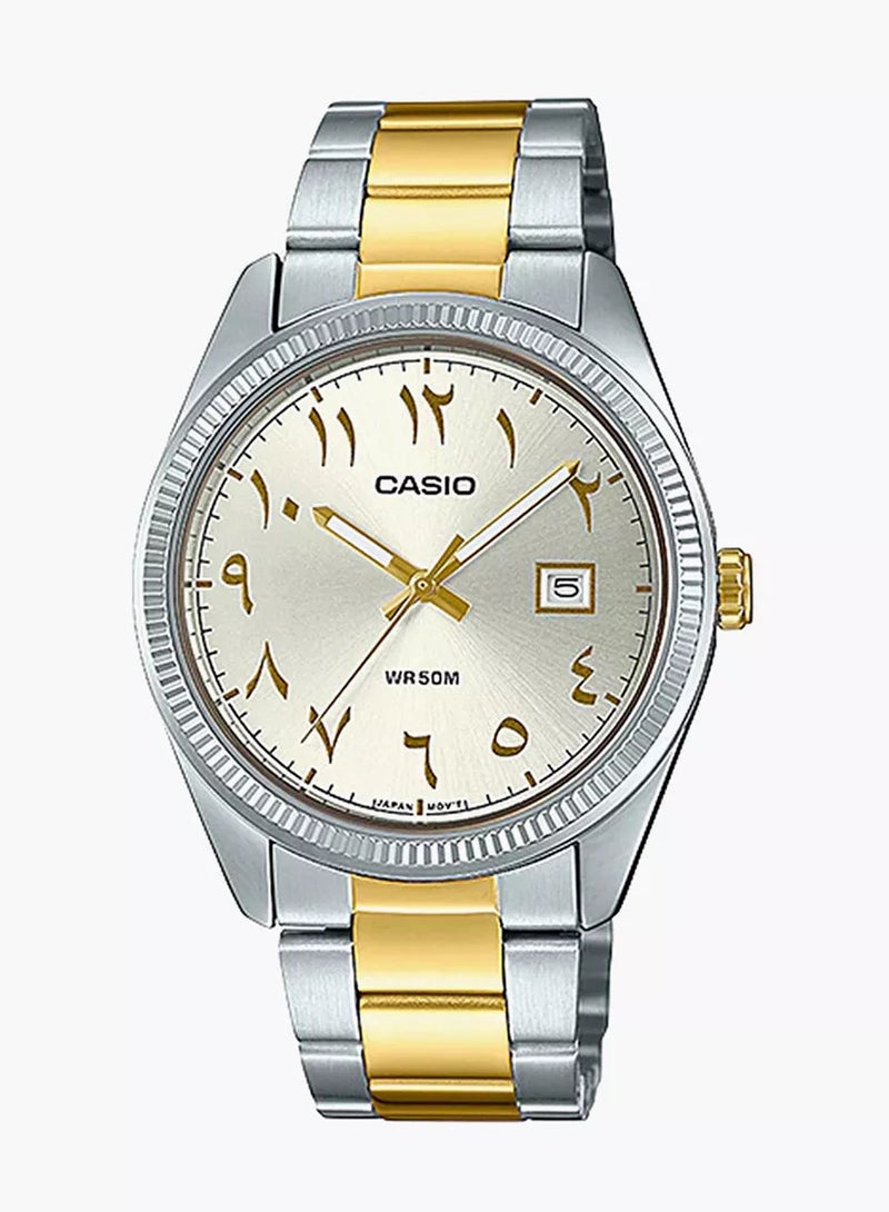 Casio Men's Stainless Steel Arabic Silver Dial Analog Watch MTP-1302SG-1B3VDF - Image 1