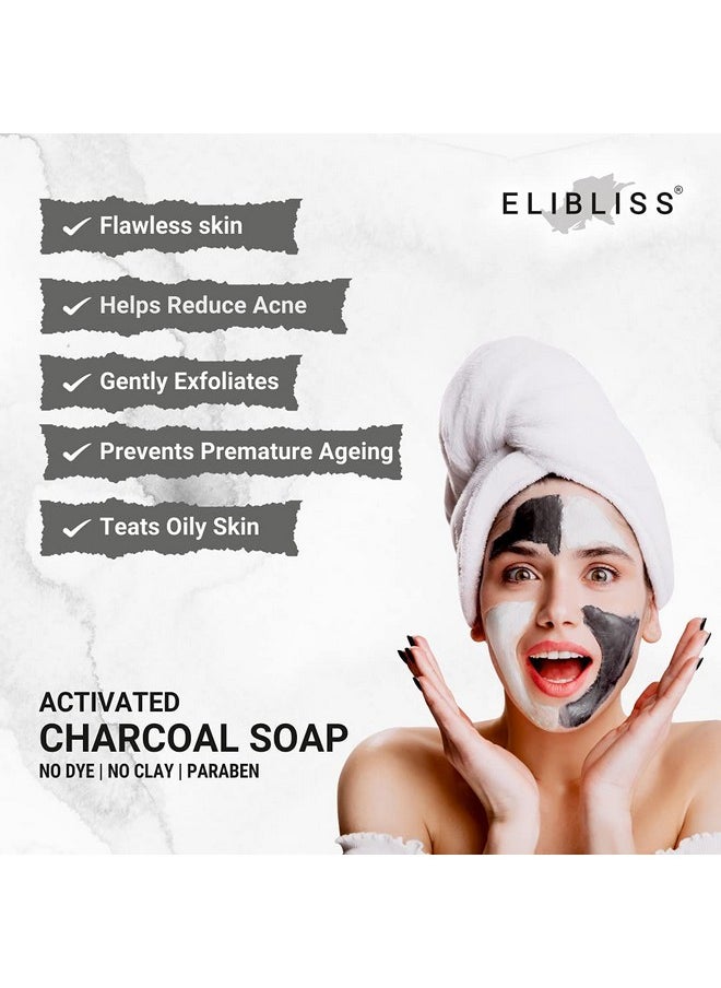 ELIBLISS Activated Charcoal Home Made Bath Soap For Deep Clean And Anti-Pollution Effect (1000 Gm)  - Image 2