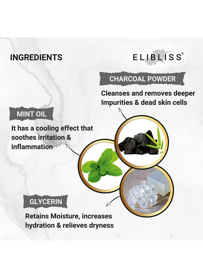 ELIBLISS Activated Charcoal Home Made Bath Soap For Deep Clean And Anti-Pollution Effect (1000 Gm)  - Image 3