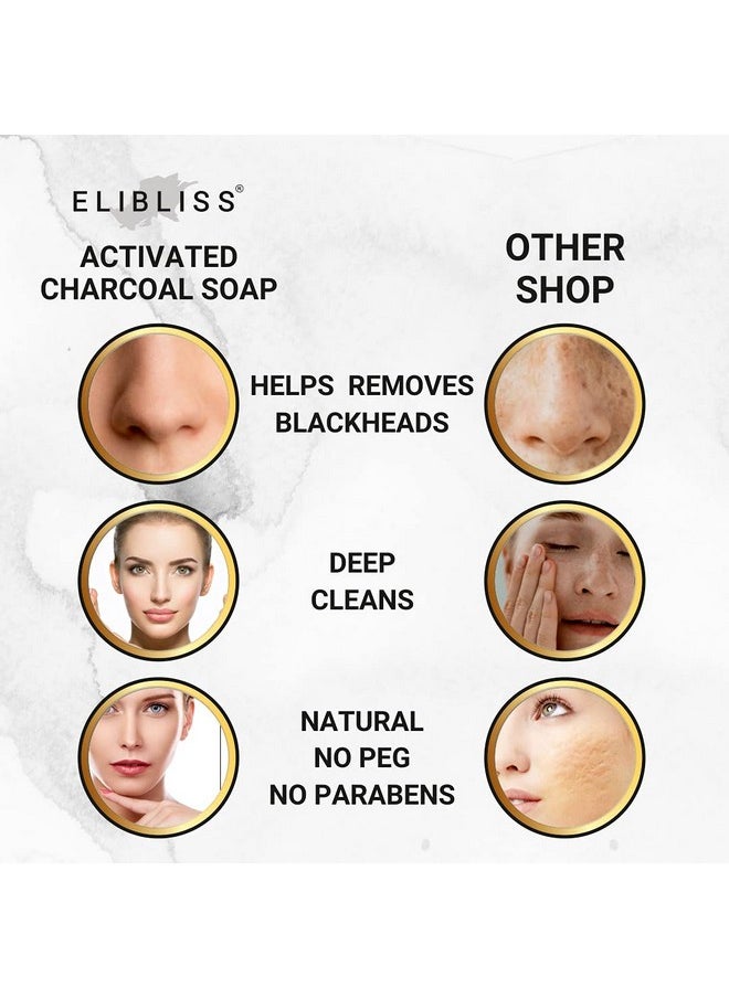 ELIBLISS Activated Charcoal Home Made Bath Soap For Deep Clean And Anti-Pollution Effect (1000 Gm)  - Image 4