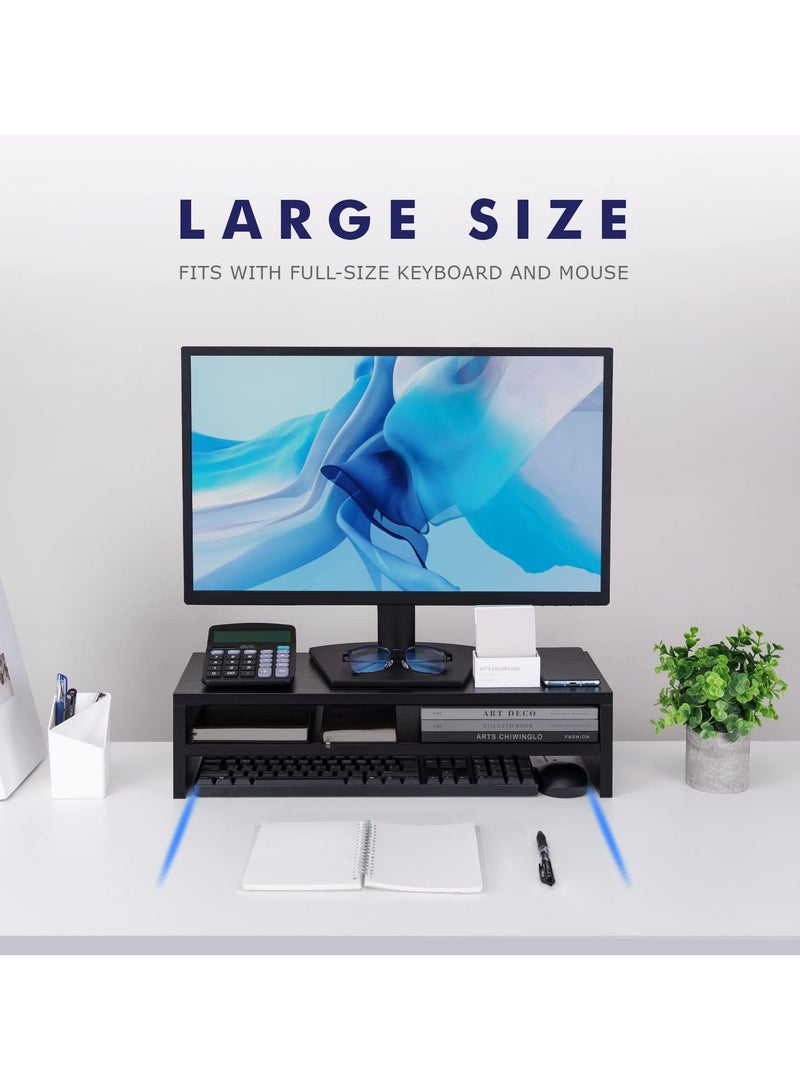 erorex Monitor Stand Riser, 2 Tiers Screen Stand for Laptop Computer/TV/PC/Printer, Multifunctional Desktop Organizer 21.6L x 7.8" W x 5.2" H (Black)… - Image 2