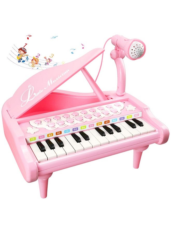 Love&Mini Pink Piano Toys For 1+Years Old Girls First Birthday Gifts Toddler Piano Music Toy Instruments With 24 Keys And Microphone - Image 1