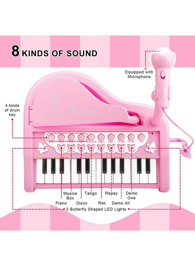 Love&Mini Pink Piano Toys For 1+Years Old Girls First Birthday Gifts Toddler Piano Music Toy Instruments With 24 Keys And Microphone - Image 3