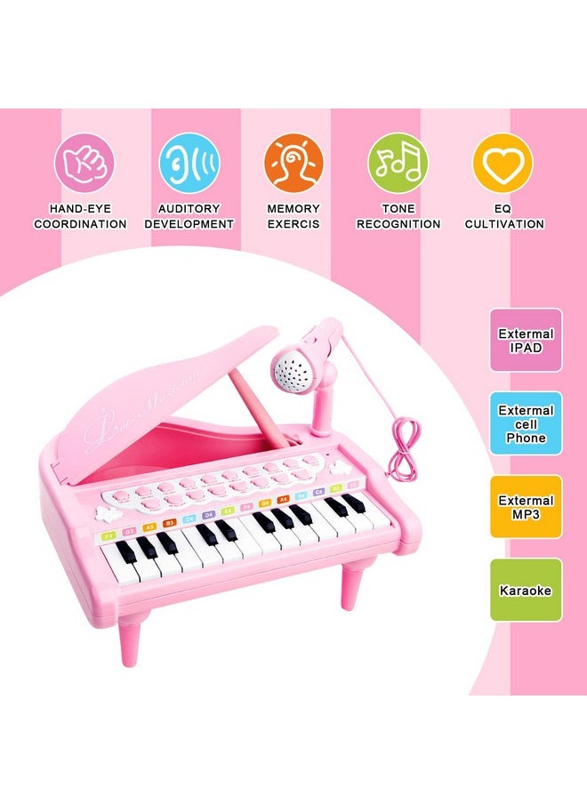 Pink Piano Toys For 1+Years Old Girls First Birthday Gifts Toddler Piano Music Toy Instruments With 24 Keys And Microphone - pzsku/ZD7EE204F290161ABCD0CZ/45/_/1722597106/32bb00c6-5239-49f9-87da-e734597fff93