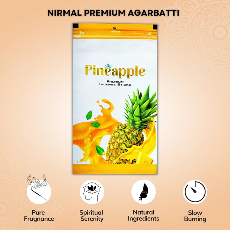 Nirmal Premium Pineapple Agarbatti Zipper for Puja and Meditation | Exclusive Zipper Pouch | Fragnance - Pineapple | 110gms  - Image 2
