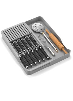 Excefore Drawer Knife Block,Kitchen Knife Drawer Organizer,2 Tier Knife Holder Holds 11 Knives with Expandable Organizer Storage Tray  - Image 1