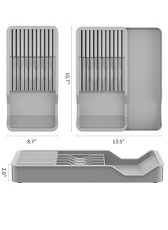 Excefore Drawer Knife Block,Kitchen Knife Drawer Organizer,2 Tier Knife Holder Holds 11 Knives with Expandable Organizer Storage Tray  - Image 5
