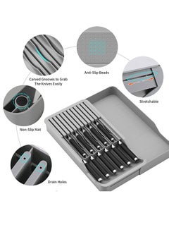 Excefore Drawer Knife Block,Kitchen Knife Drawer Organizer,2 Tier Knife Holder Holds 11 Knives with Expandable Organizer Storage Tray  - Image 4