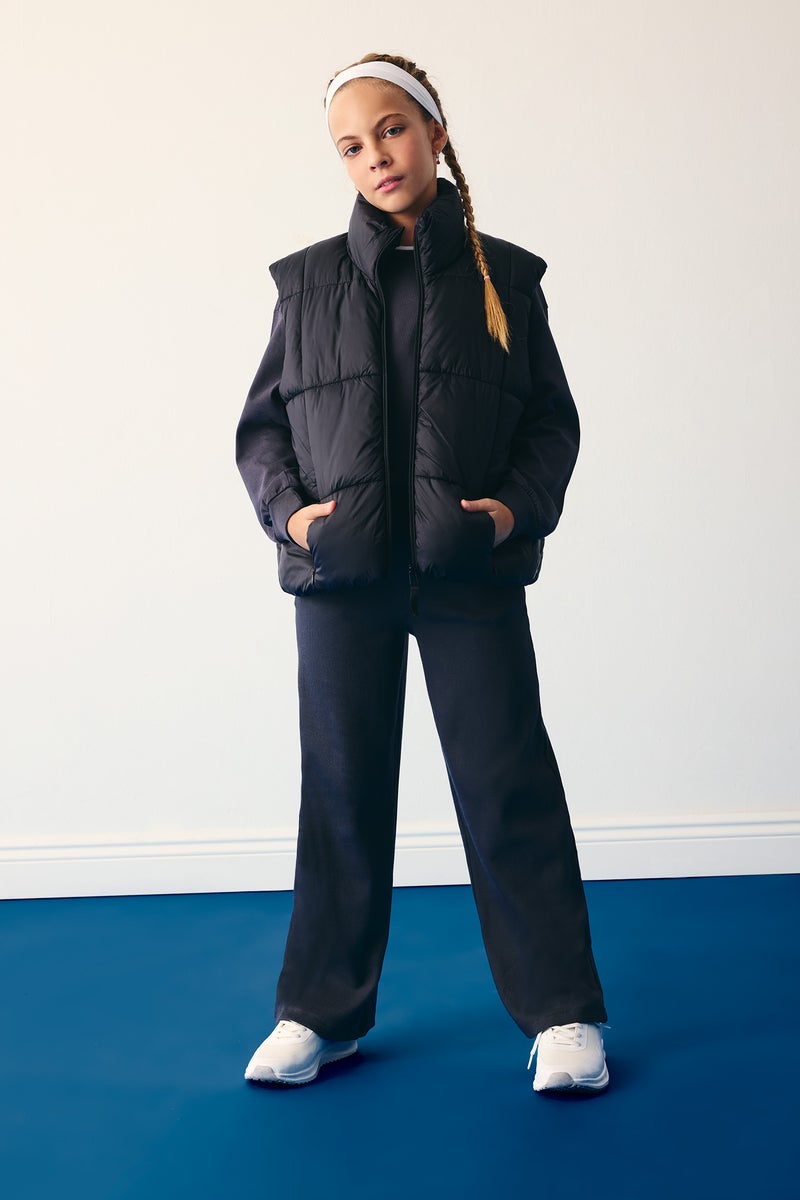 DeFacto Black Girl Girl Waterproof Zippered Puffer Vest Casual - Image 2