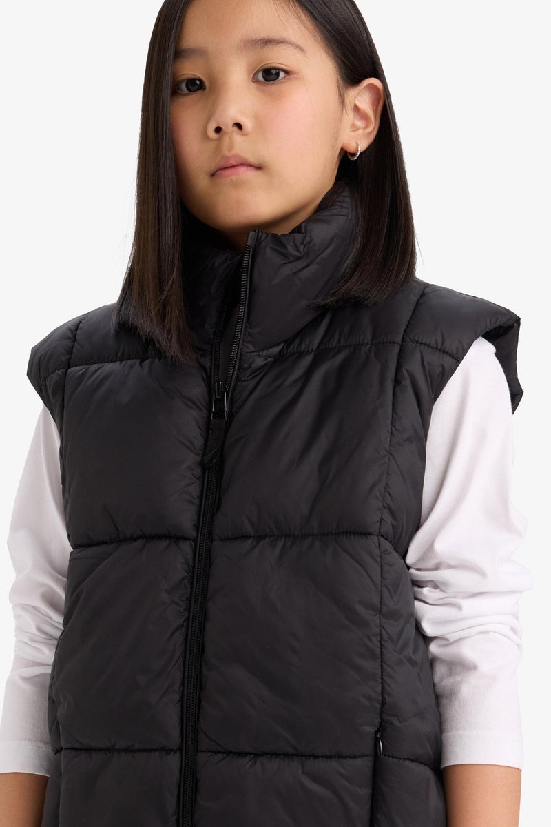 DeFacto Black Girl Girl Waterproof Zippered Puffer Vest Casual - Image 4