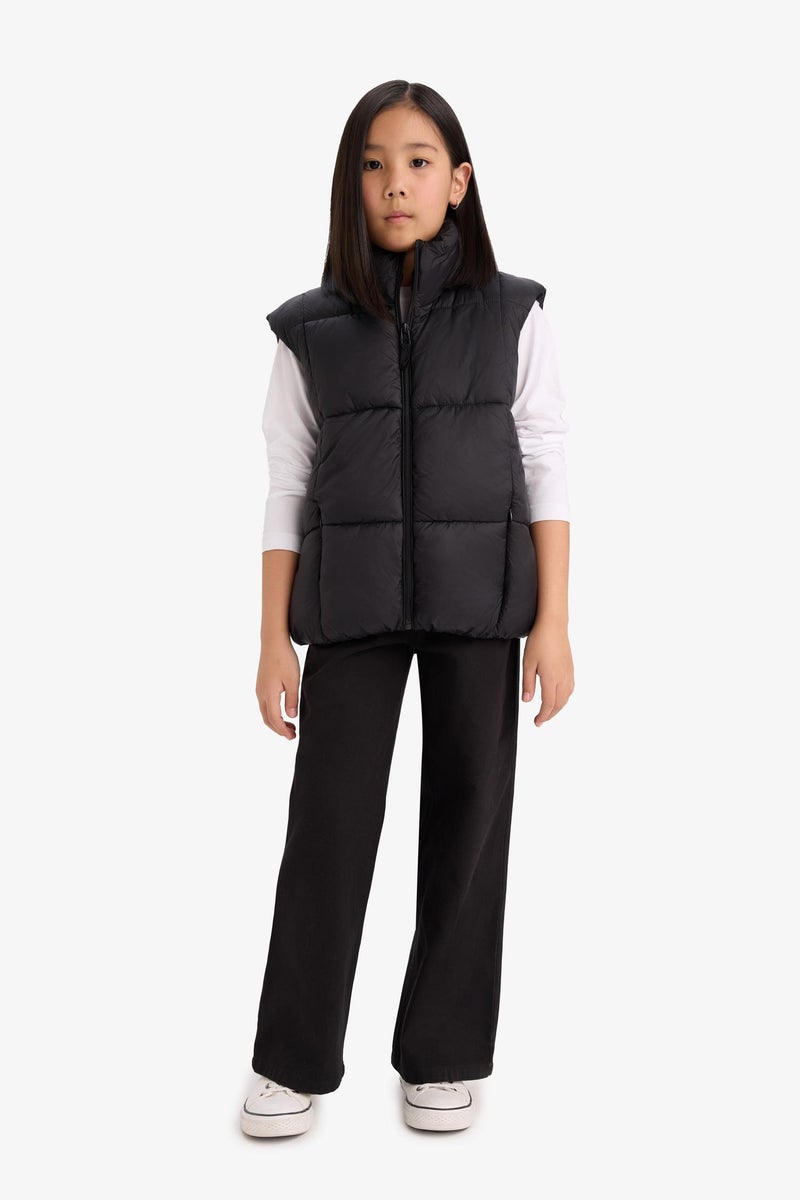 DeFacto Black Girl Girl Waterproof Zippered Puffer Vest Casual - Image 5