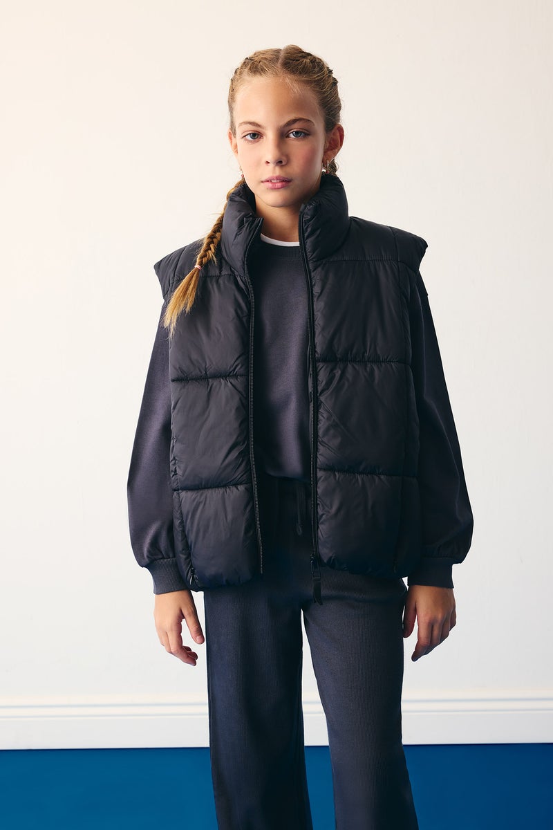 DeFacto Black Girl Girl Waterproof Zippered Puffer Vest Casual - Image 3