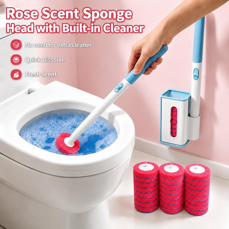 KZKR Disposable Toilet Brush, Wall-Mounted Rotating Holder Set, Bathroom Maintenance, Toilet Cleaner(Light Rose Scent) - Image 3