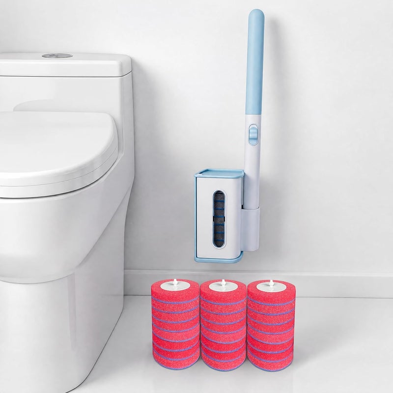 KZKR Disposable Toilet Brush, Wall-Mounted Rotating Holder Set, Bathroom Maintenance, Toilet Cleaner(Light Rose Scent) - Image 1