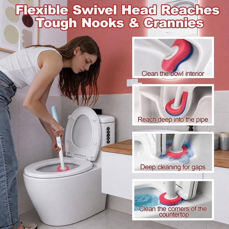 KZKR Disposable Toilet Brush, Wall-Mounted Rotating Holder Set, Bathroom Maintenance, Toilet Cleaner(Light Rose Scent) - Image 4