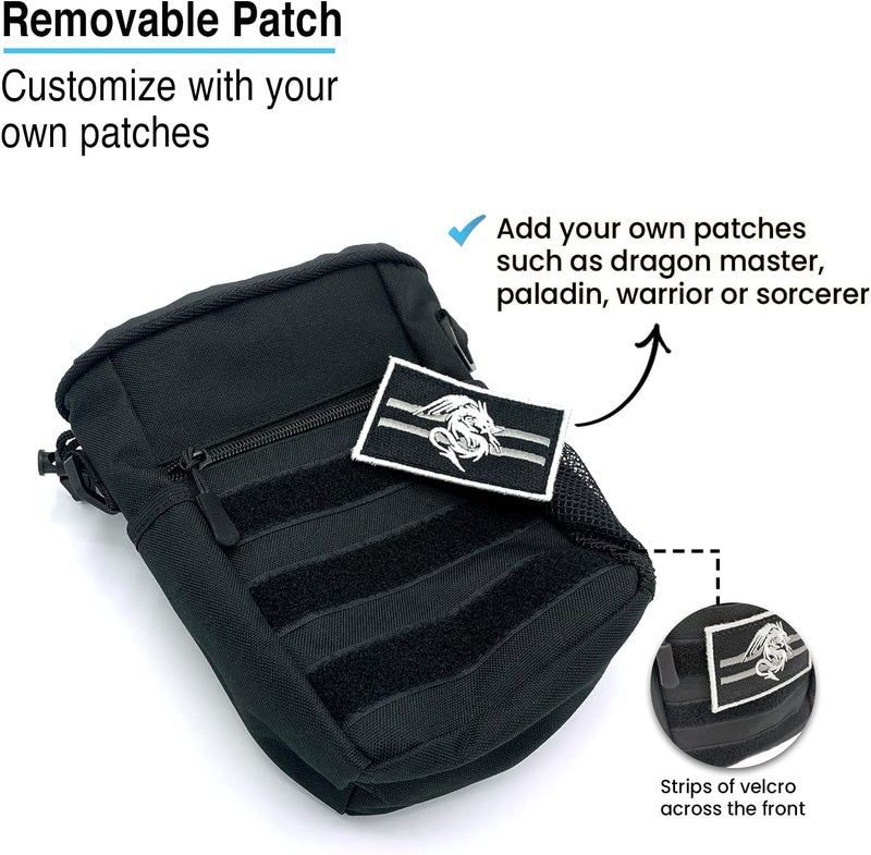 Luck Lab DND Drawstring Dice Bag with Removable Dragon Patch - Multiple Pockets and Large Dice Storage Area (200 + dice) for Dungeons and Dragons (d&d),RPG, MTG and All Table Top Gaming- Black - Image 5
