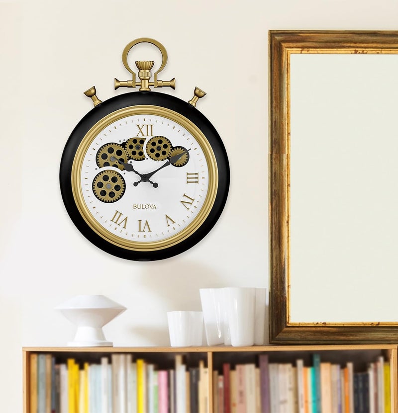 Bulova Clocks C3390 Conductor, Wall Pocket Watch, Moving Gears - Image 2