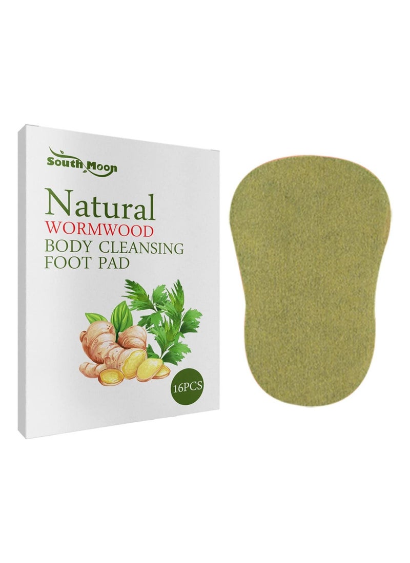 SOUTH MOON 16Pcs Wormwood Detox Foot Patches Pads Detoxification Cleansing Body Toxins Feet Slimming Stress Relief Foot Care Pad Adhersive  - Image 1