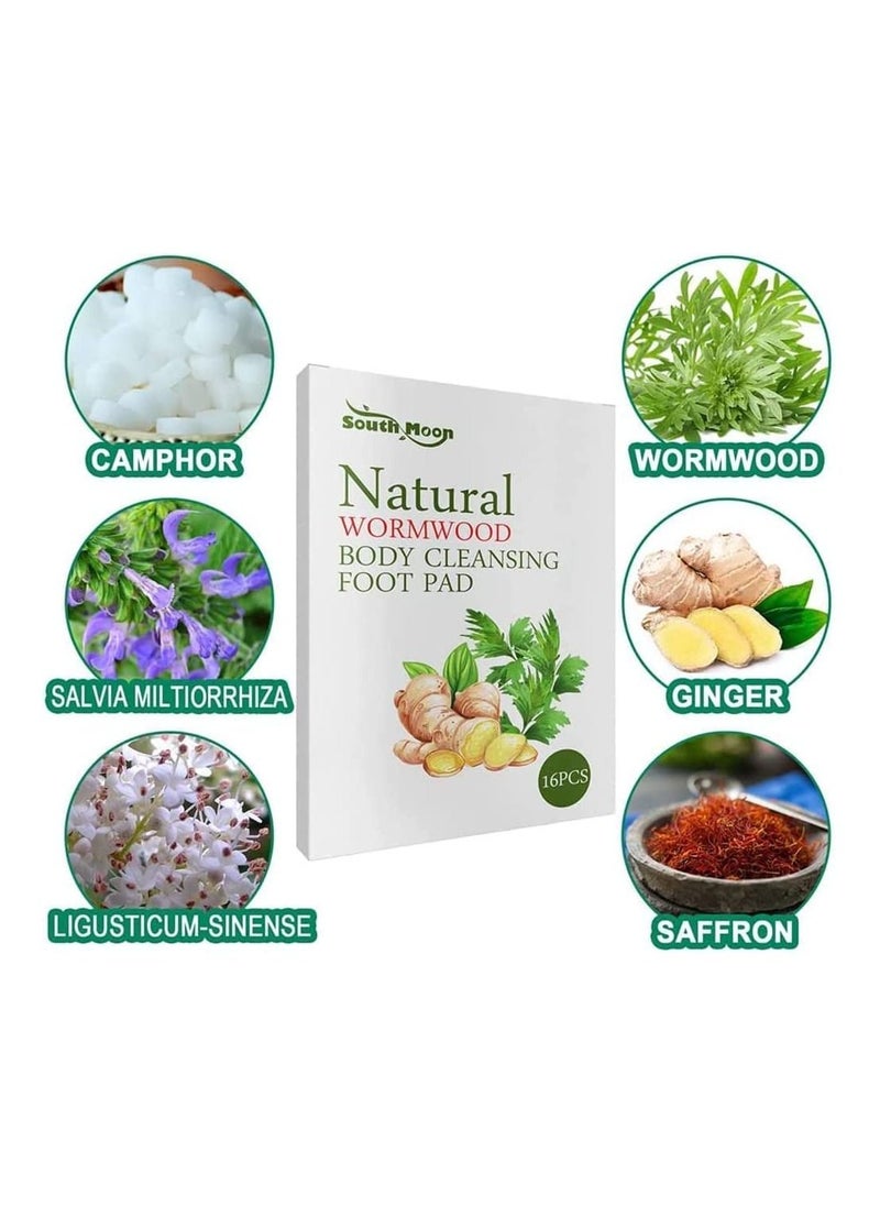 SOUTH MOON 16Pcs Wormwood Detox Foot Patches Pads Detoxification Cleansing Body Toxins Feet Slimming Stress Relief Foot Care Pad Adhersive  - Image 2