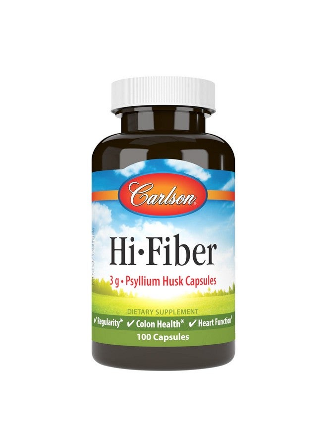 Carlson Hifiber 3 G Psyllium Husk Capsules Regularity Colon Health & Heart Function 100 Capsules - Image 2