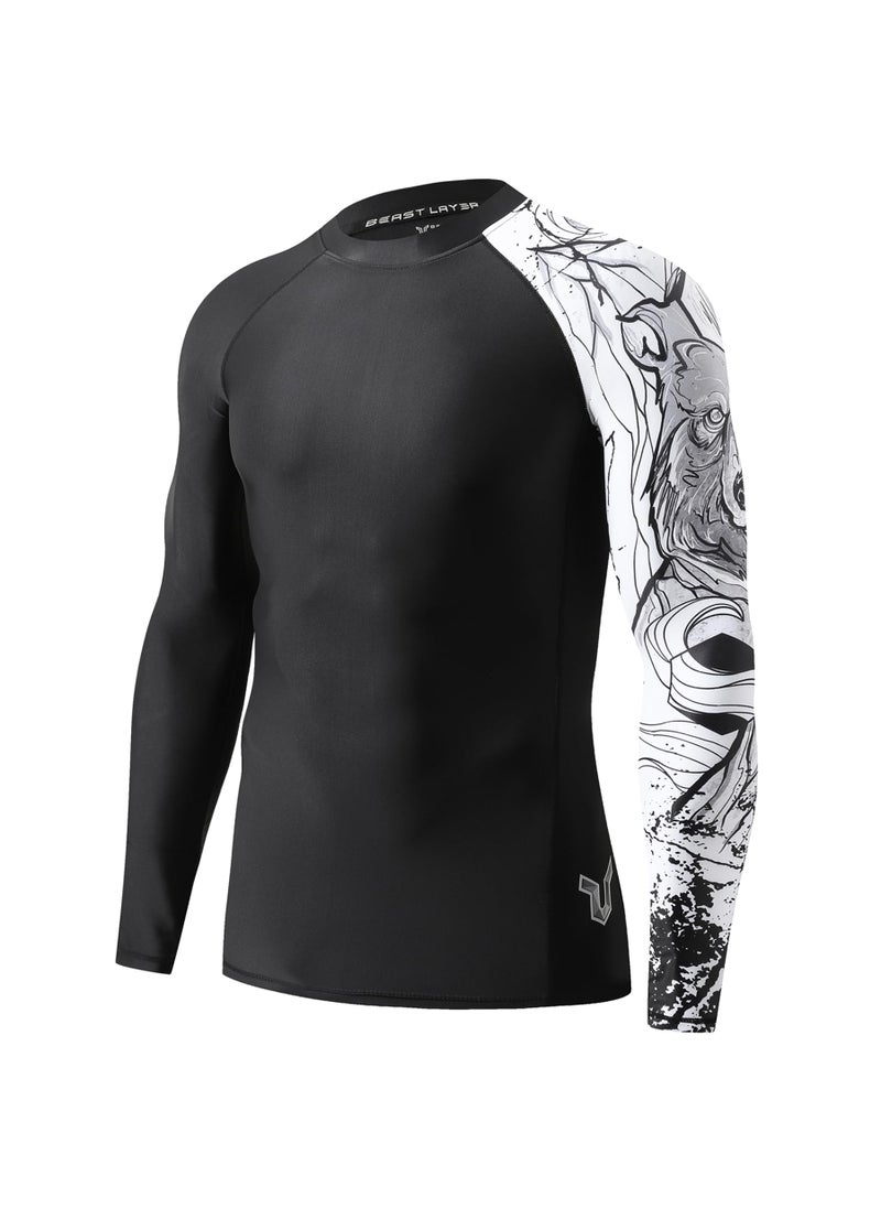HUGE SPORTS HUGE SPORTS Men's Long Sleeve Rash Guard UPF 50+ UV Sun Protection Tee Quick Dry Swimming Shirts  - Image 1
