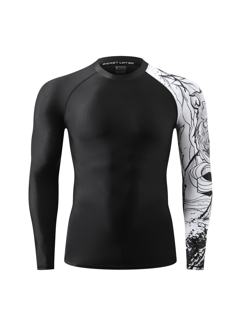 HUGE SPORTS HUGE SPORTS Men's Long Sleeve Rash Guard UPF 50+ UV Sun Protection Tee Quick Dry Swimming Shirts  - Image 2