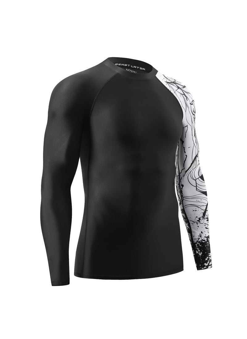 HUGE SPORTS HUGE SPORTS Men's Long Sleeve Rash Guard UPF 50+ UV Sun Protection Tee Quick Dry Swimming Shirts  - Image 3