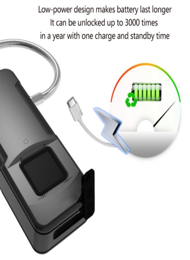 AGYMNX قفل بصمة الإصبع الذكي، USB قابل لإعادة الشحن يدعم 10 مجموعات من قفل كلمة المرور IP65 مقاوم للماء للخارج - Image 3