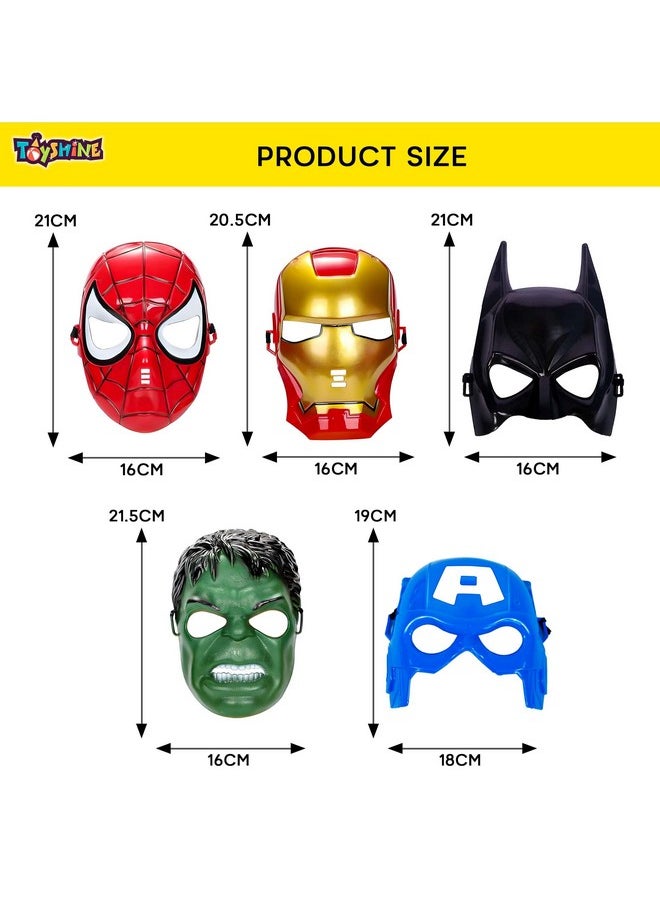 Toyshine Toyshine Set of 5 Pcs Super Hero Cartoon Plastic Mask for Kids - Birthday Party Props Return Gift  - Image 5