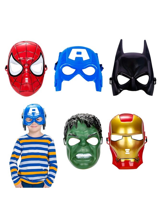 Toyshine Toyshine Set of 5 Pcs Super Hero Cartoon Plastic Mask for Kids - Birthday Party Props Return Gift  - Image 1
