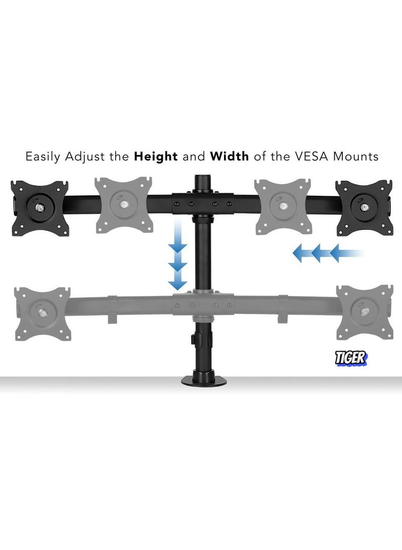 JAJEEK Dual Monitor Desk Mount Arm – Adjustable Computer Monitor Stand, VESA 75x75 & 100x100, 22 lb Load Capacity, Black (MI-2772) – Ergonomic Design, Space-Saving, Full Motion Adjustment for 13”-32” Screens  - Image 2