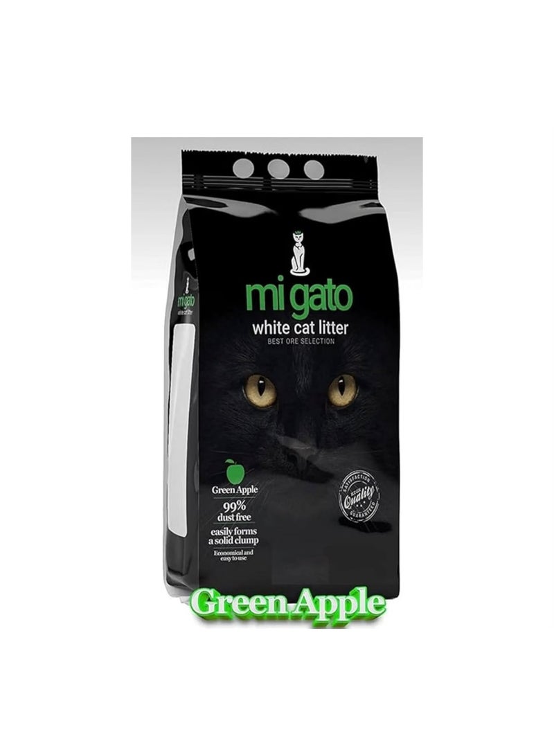 MI GATO White Cat Litter, Green Apple Scent, 5 L